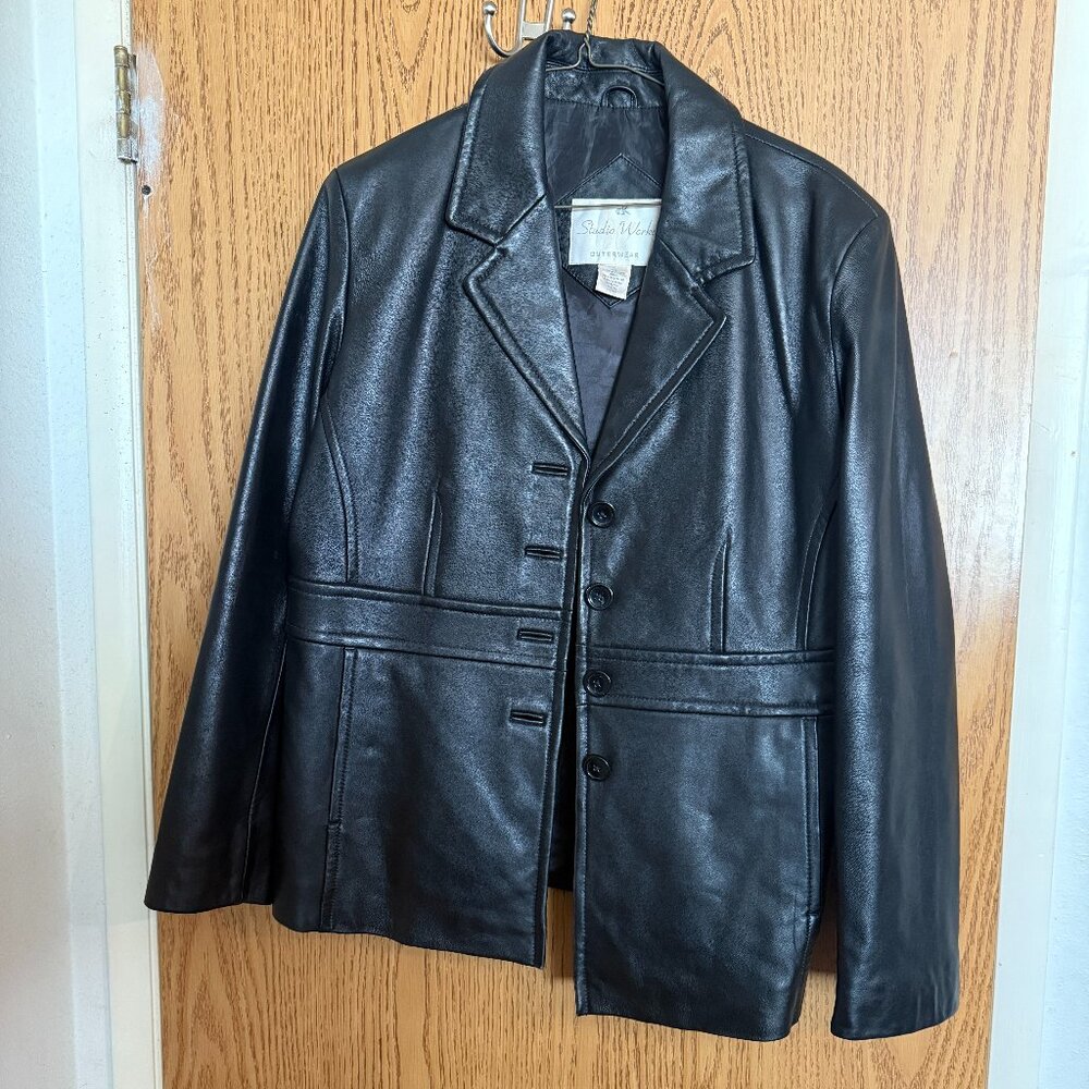 Vintage 90s Studio Works Outerwear Soft Leather Blazer Jacket Lined Size M
